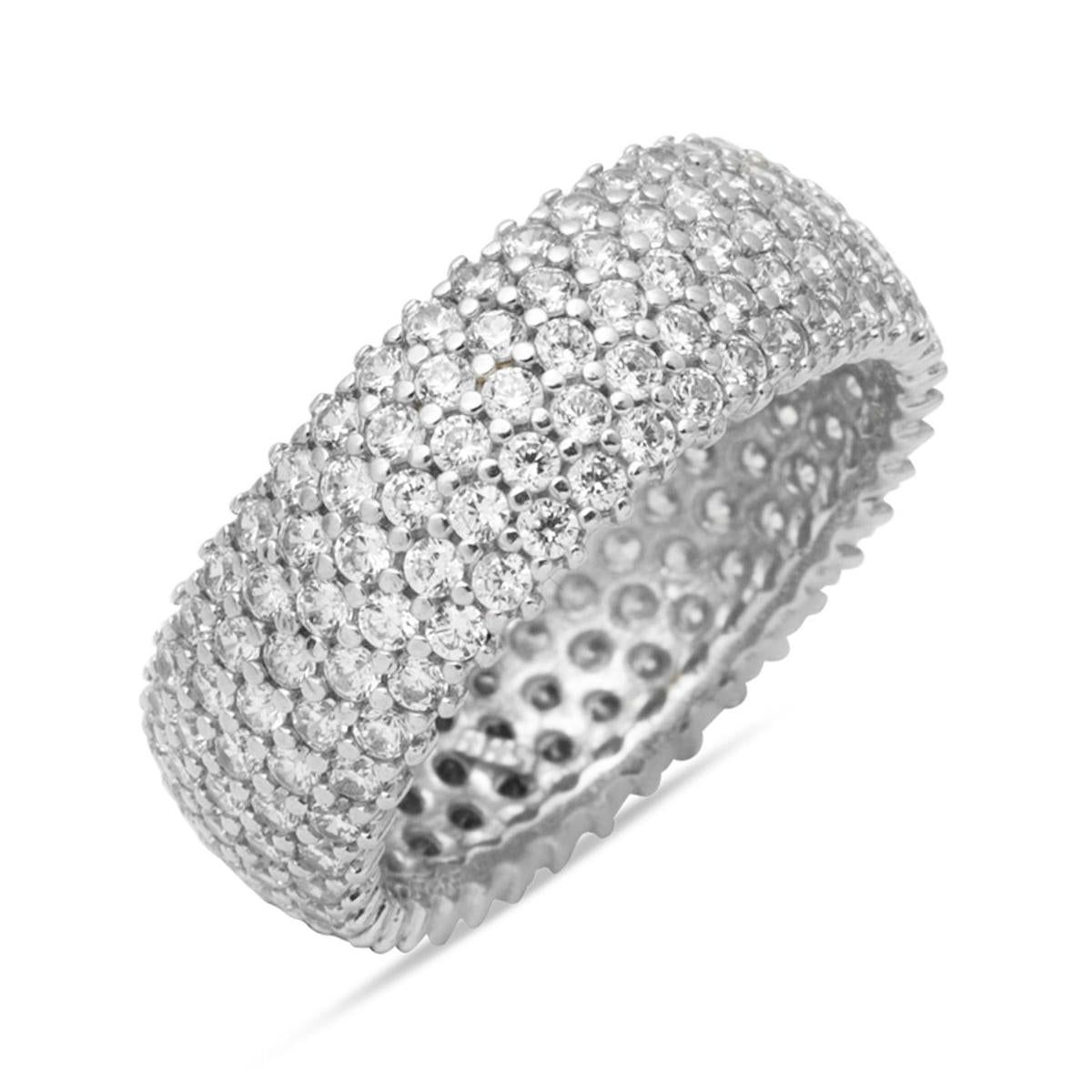 5 Rangs avec Pierres 14 Carats Blanc Or Eternite Bague