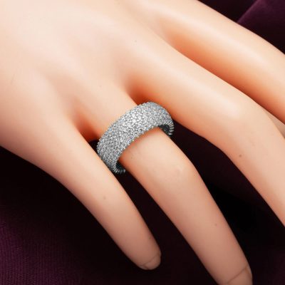 5 Sıra Taşlı 14 Ayar Beyaz Altın Tamtur Yüzük - 14K - 5g - EZ Gold