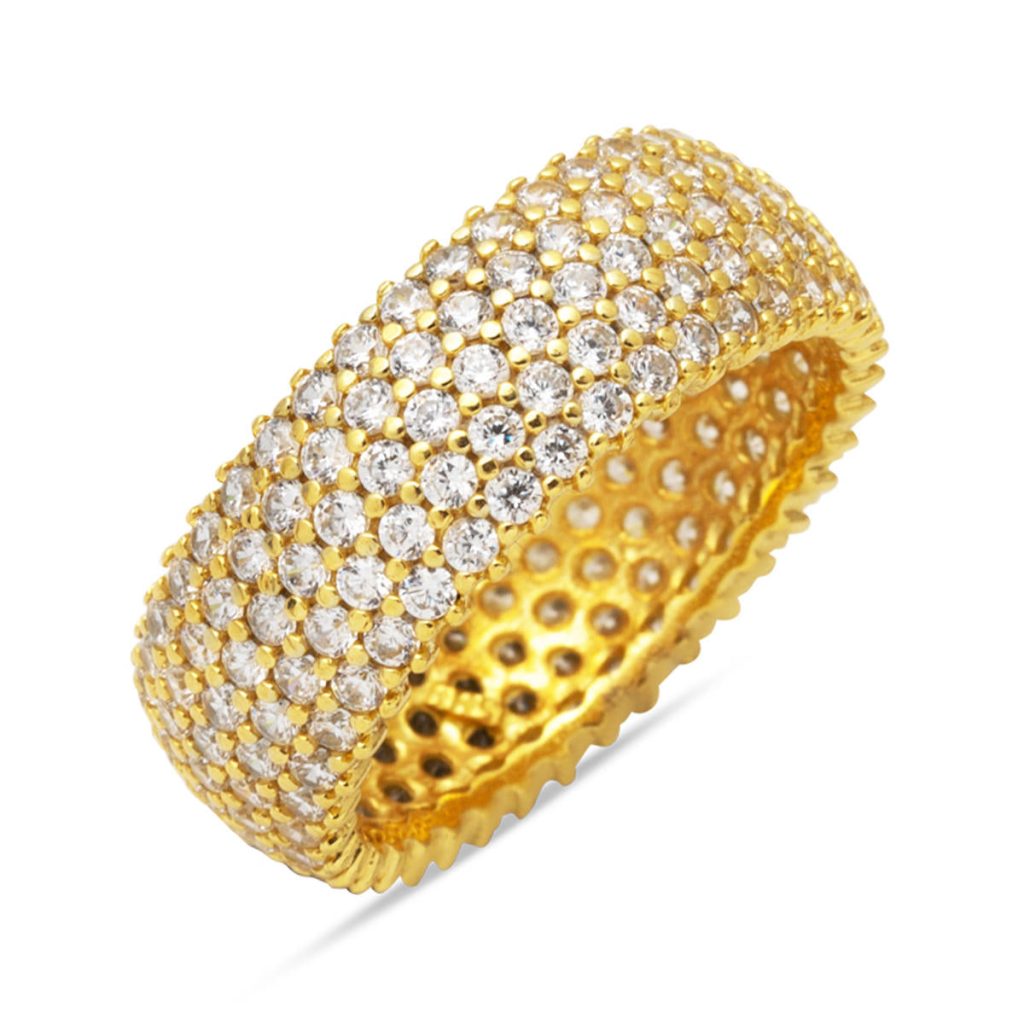 5 Rangs avec Pierres 14 Carats Or Eternite Bague