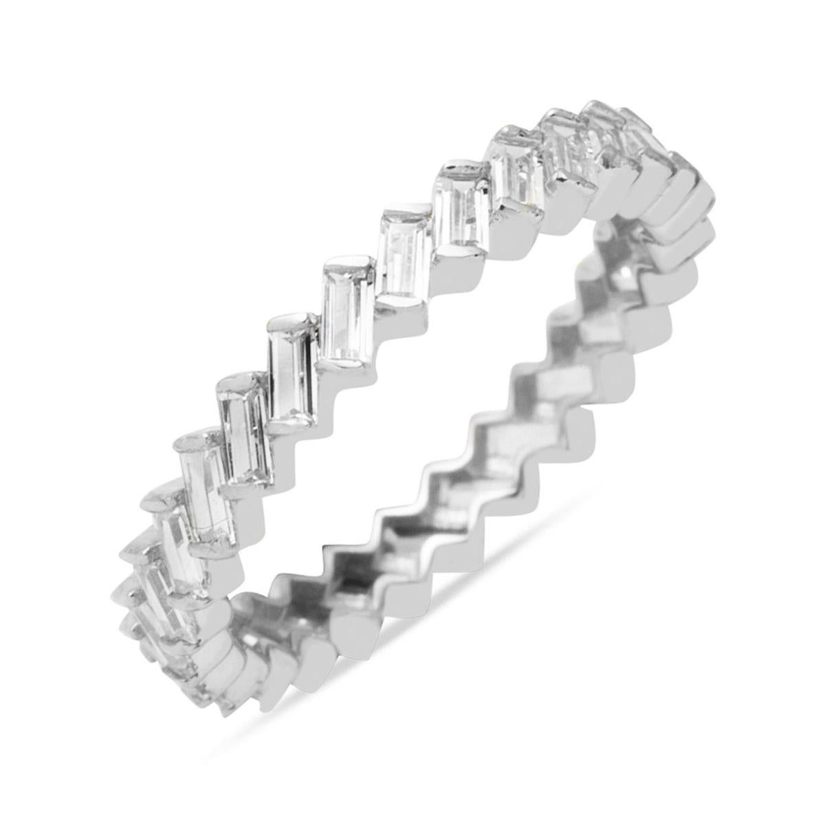 Blanc Or 14 Carats Baguette Eternite Bague