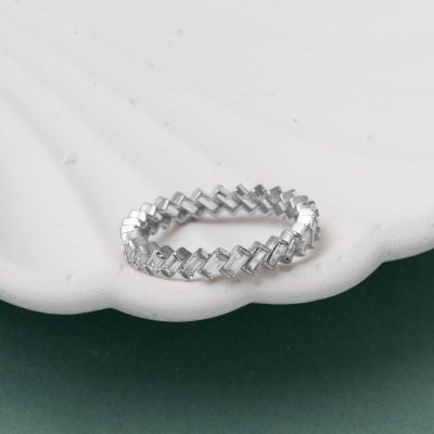 Beyaz Gold 14K Baguette Tamtur Ring - 14K - 2.1g - EZ Gold