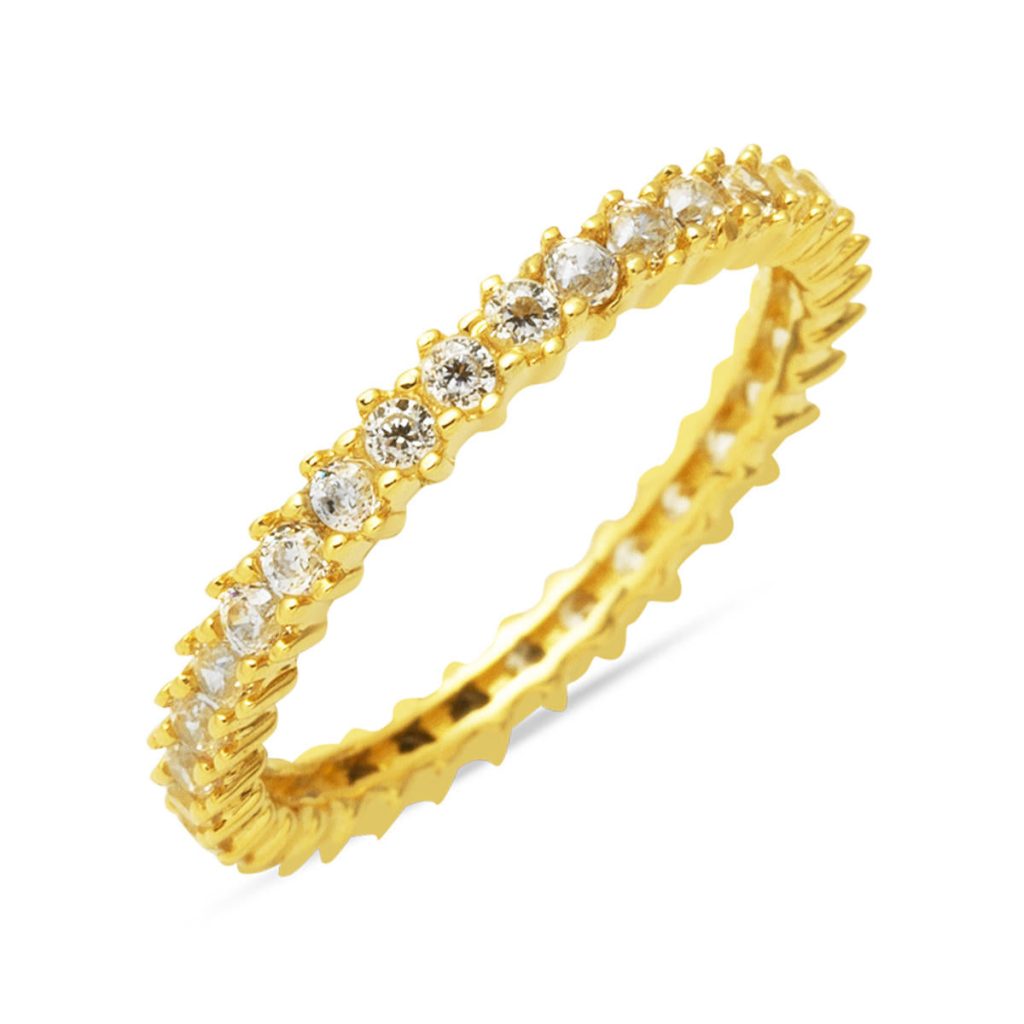 Row with Stones Yellow Gold Eternity 14 Karat Ring