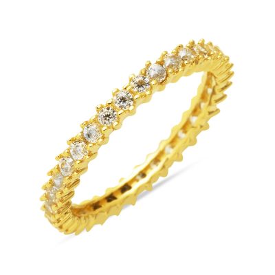 Row with Stones Yellow Gold Tamtur 14K Ring
