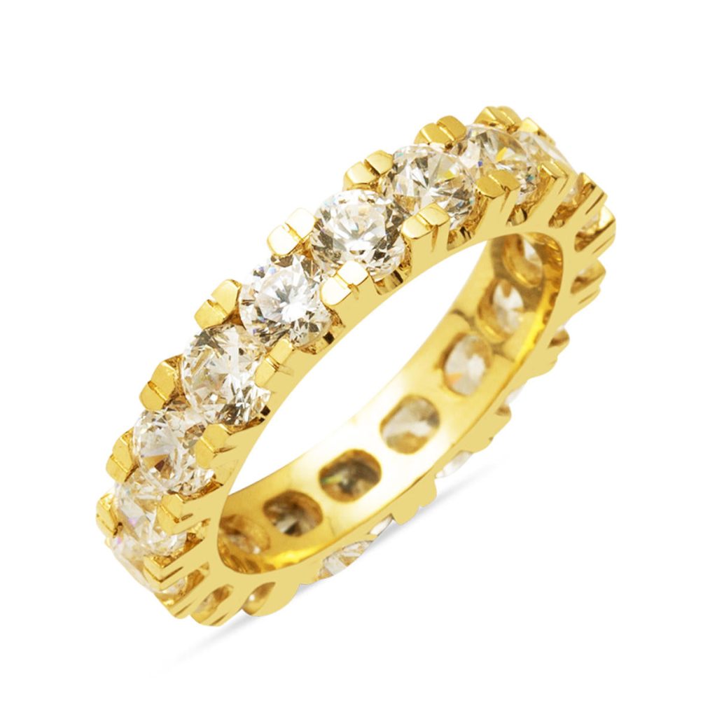 14 Carats Épais Tek Rangs Eternite Or Bague
