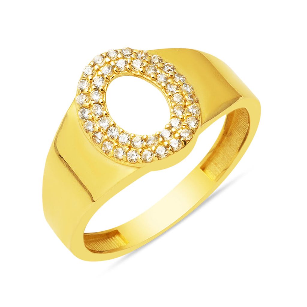 Yellow Gold O Letteri 14 Karat Women's Ring