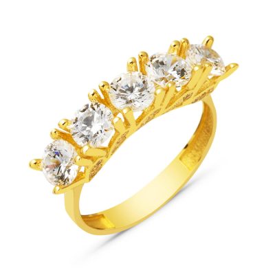 14K Drop Designed Five-Stone Gold Ring