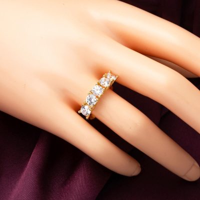 14K Drop Designed Five-Stone Gold Ring - 14K - 3.6g - EZ Gold