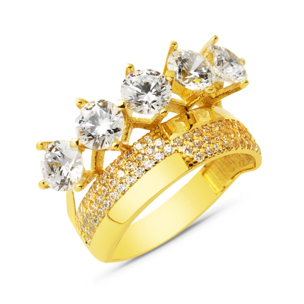 Design avec Alliance Cinq Pierres 14 Carats Or Bague