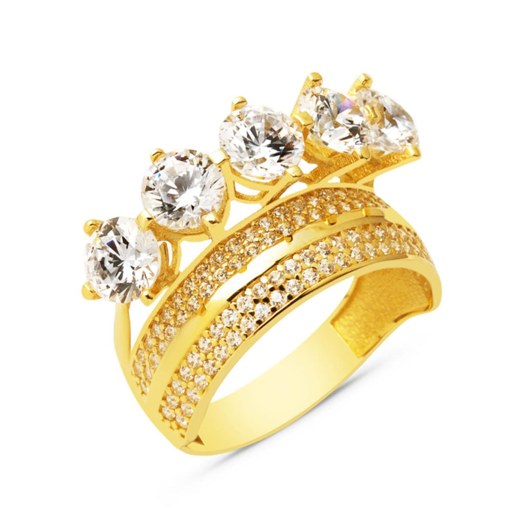 14 Karat with Wedding Band Five-Stone Women's Gold Ring