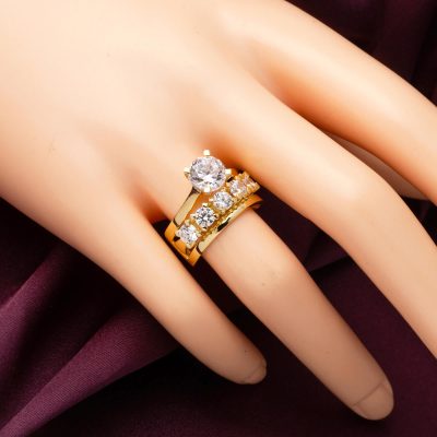 14 Carats avec Alliance Solitaire Cinq Pierres Model Or Bague - 14K - 5.24g - EZ Gold