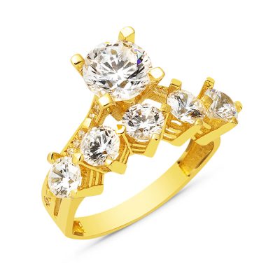 14 Carats Solitairelı Cinq Pierres Or Bague