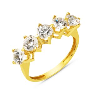 Classic Beş Taş Gold Ring 14 Karat