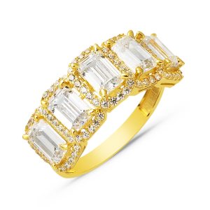 Baguette 5 with Stones 14 Karat Women's Gold Ring