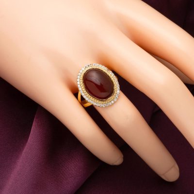 14 Carats Rouge Akik avec Pierres Or Bague - 14K - 4.91g - EZ Gold