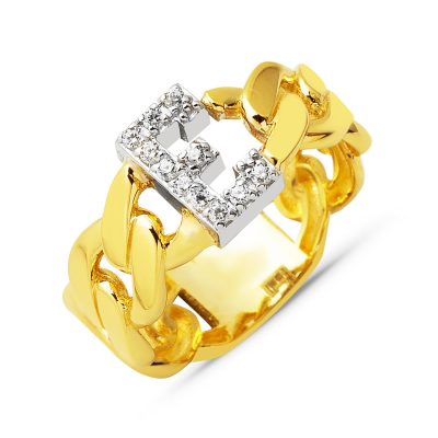 Gourmette Model E Lettre 14 Carats Or Bague