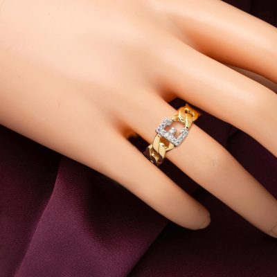 Curb Model E Letter 14K Gold Ring - 14K - 4.5g - EZ Gold