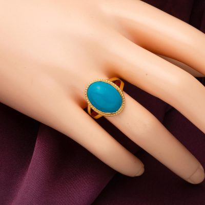 Oval Firuze with Stones Gold Ring 14K - 14K - 3.7g - EZ Gold