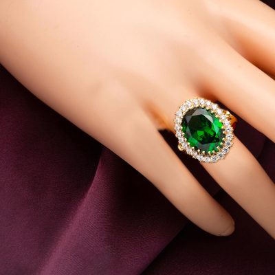 14 Carats Vert avec Pierres Or Hürrem Sultan Yüzüğü - 14K - 7.54g - EZ Gold