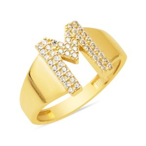 Yellow Gold 14 Karat M Letteri Ring