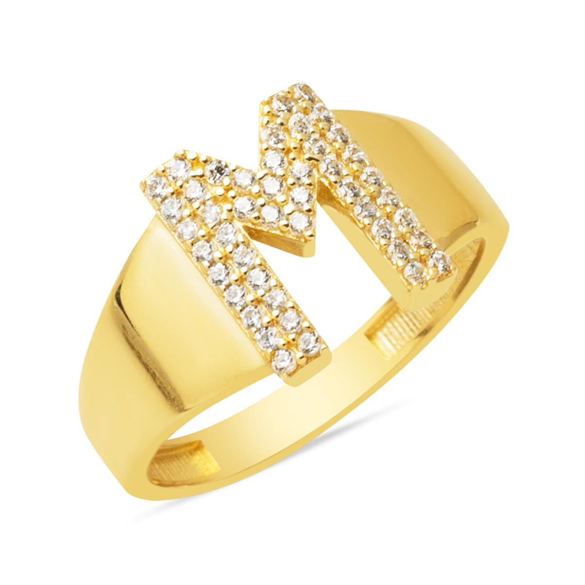 Yellow Gold 14 Karat M Letteri Ring
