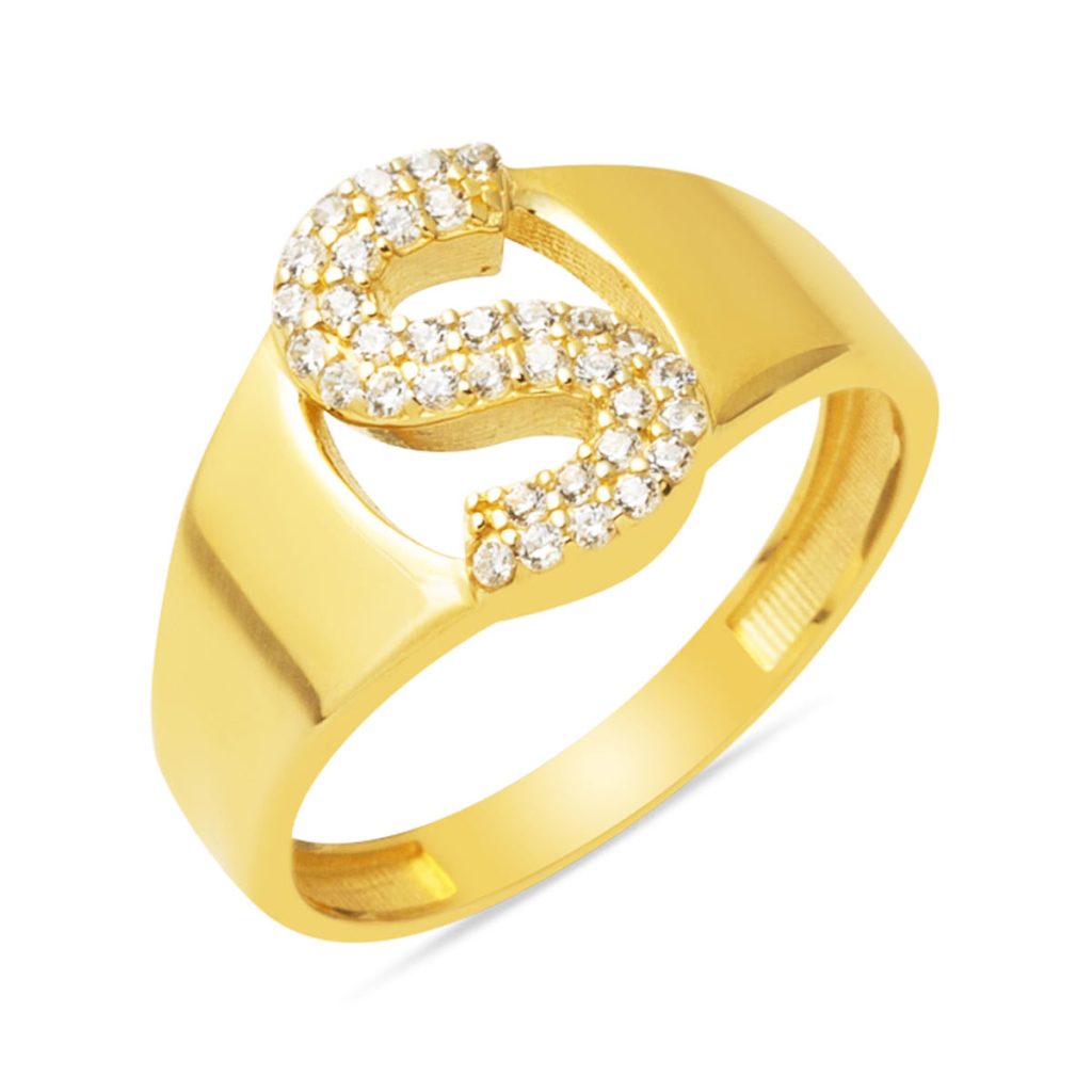 14 Carats Jaune Or S Lettre Bague