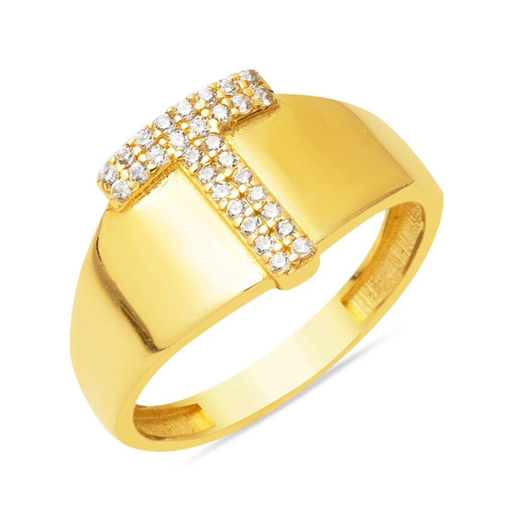 14 Karat T Letter Gold Ring
