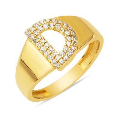 D Letter 14K Yellow Gold Ring