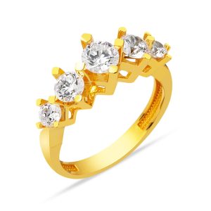 22 Carats Asansör Model Cinq Pierres Or Bague