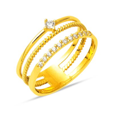Modern Design avec Pierres 22 Carats Bague Or