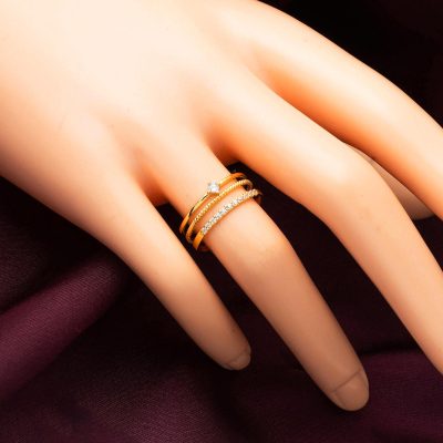Modern Design avec Pierres 22 Carats Bague Or - 22K - 2.86g - EZ Gold