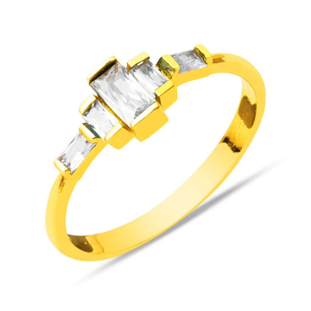 Baguette with Stones 22 Karat Design Gold Ring