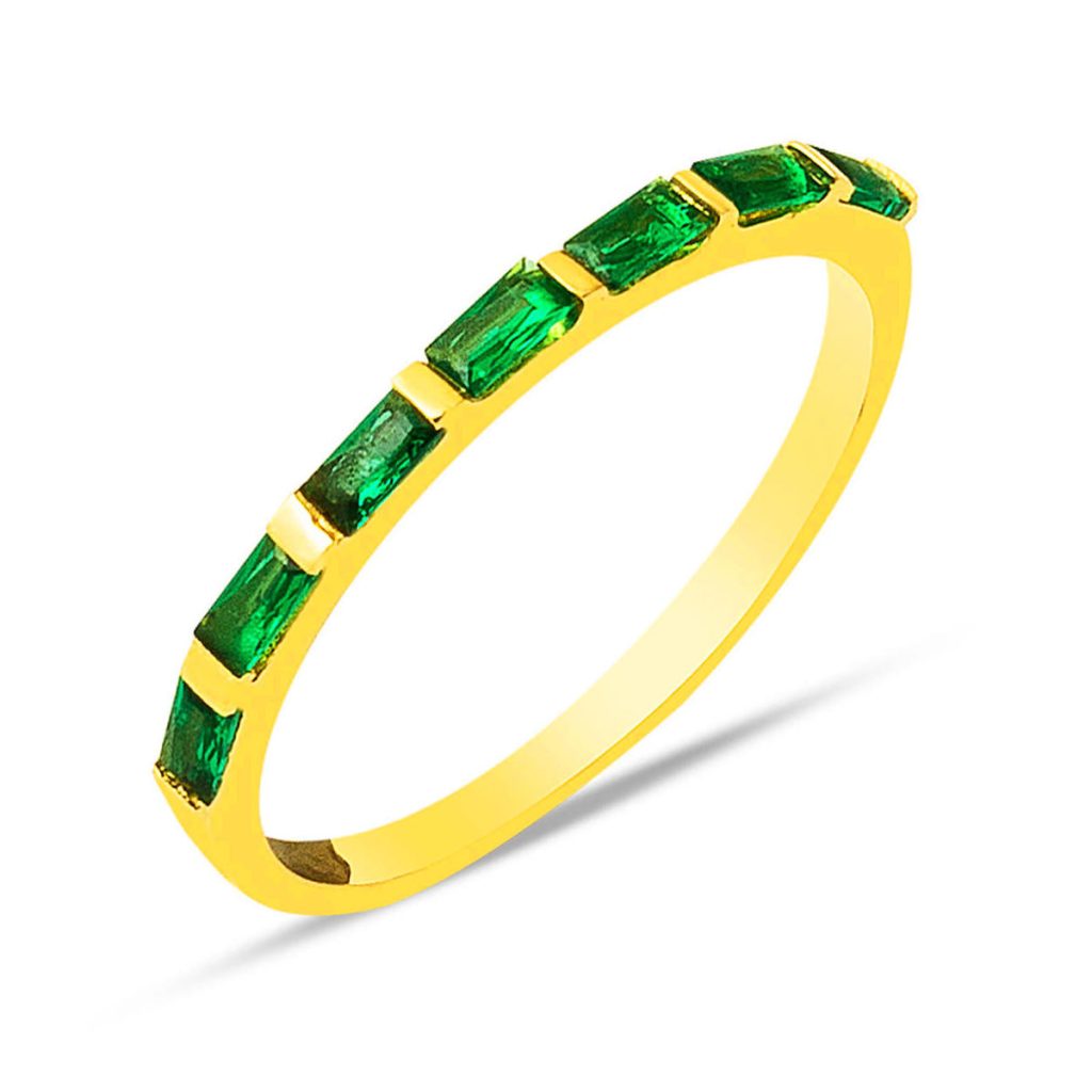 Green with Stones Half Tur 22 Karat Gold Ring