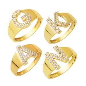 14 Karat Gold Letter Ring (Bütün Letterler Üretilir)