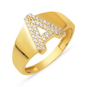 Yellow Gold 14 Karat A Letter Ring