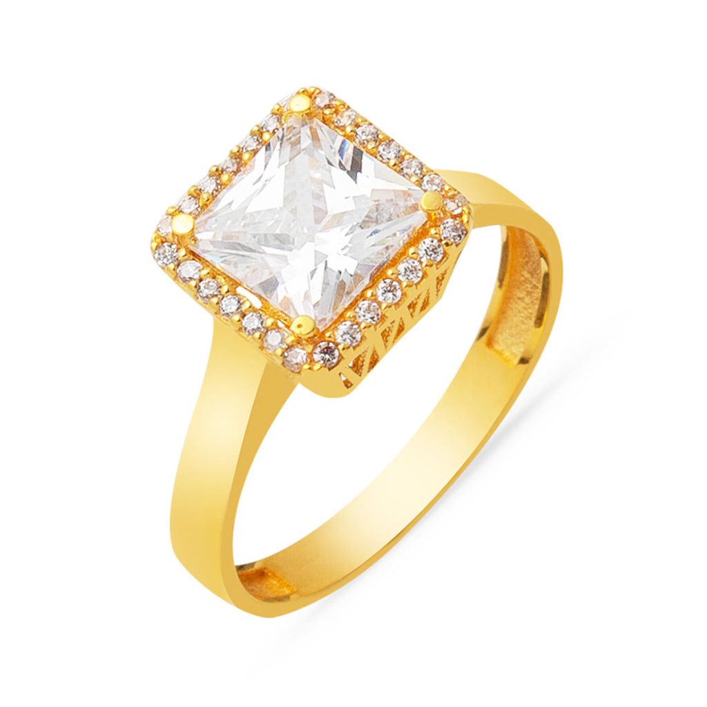 22 Carats Cushion Taille Baguette Or Bague