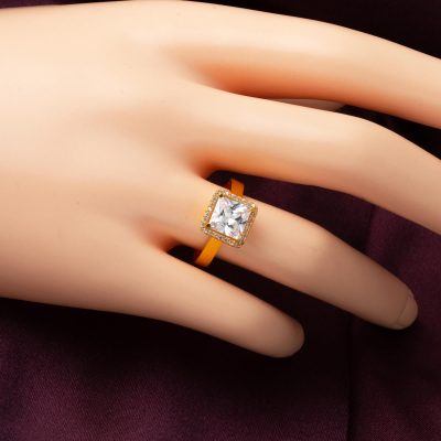 22K Cushion Cut Baguette Gold Ring - 22K - 3.83g - EZ Gold