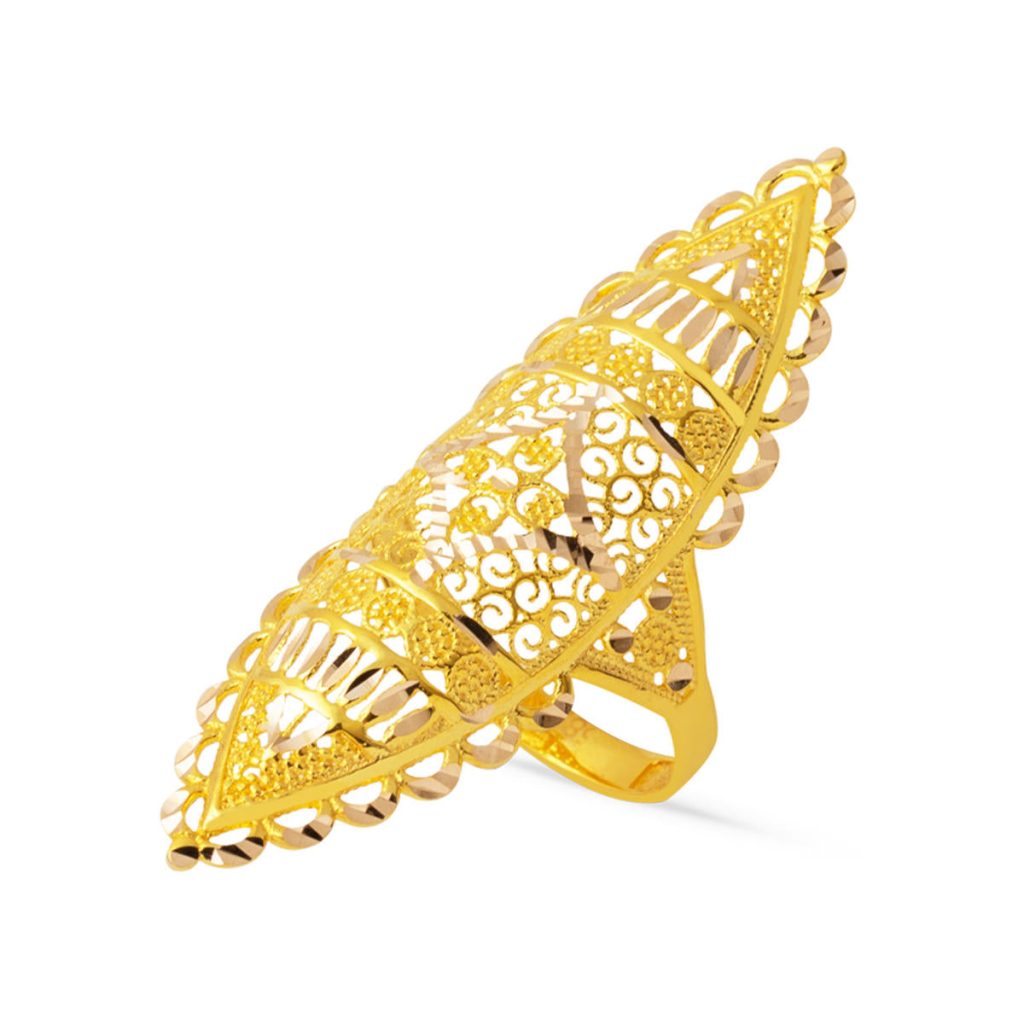 14 Carats İşlemeli Mekik Or Bague