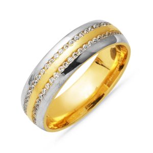2 Row with Stones 14 Karat Women's Wedding Ring Ring