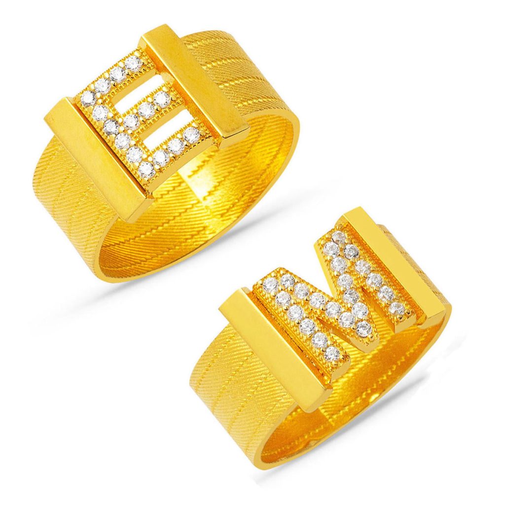 14 Carats Tresse Or Lettre Bague (Bütün Lettreler Üretilir)