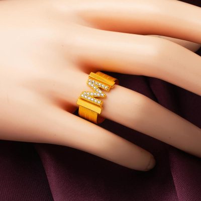 14K Mesh Gold Letter Ring (Bütün Letterler Üretilir) - 14K - 5.5g - EZ Gold