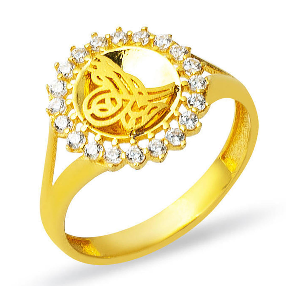 Sun Tughra 14 Karat Gold Ring