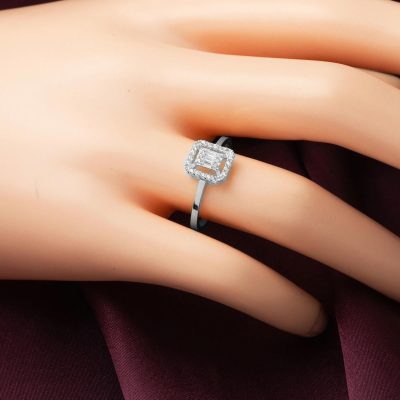 Baguette avec Pierres Blanc Or Bague - 14K - 1.3g - EZ Gold