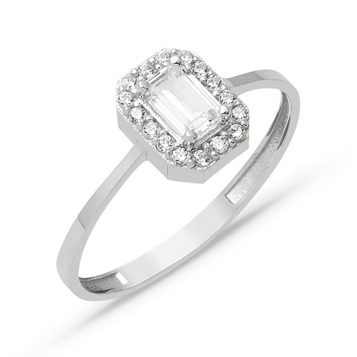 Blanc Or Baguette avec Pierres Bague