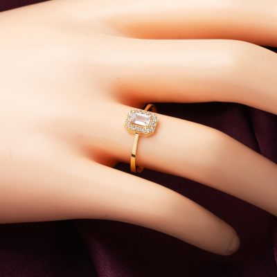 Baguette Solitairelı Gold Ring - 14K - 1.39g - EZ Gold