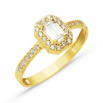 Baguette avec Pierres Or Bague
