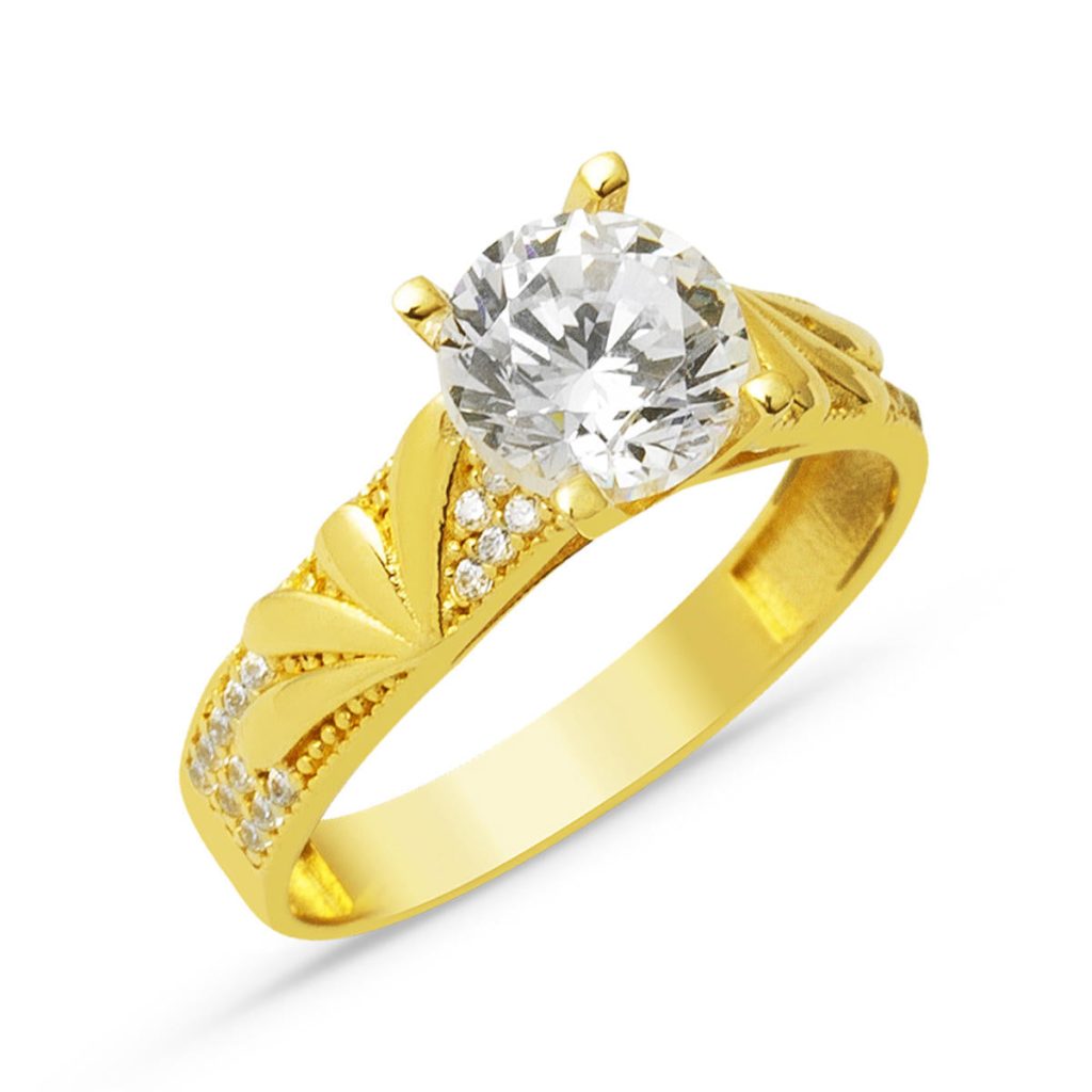 Özel Design 14 Carats Solitaire Or Bague