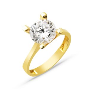 Large Solitaire 14 Karat Gold Ring