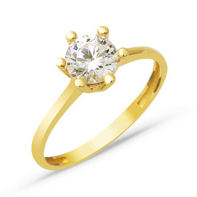 6 Settinglı Solitaire 14K Gold Ring