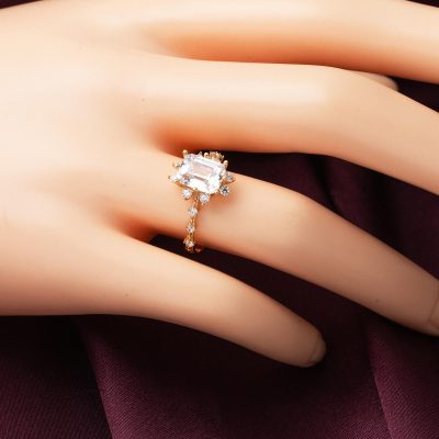 Baguette avec Pierres Rose 14 Carats Or Bague - 14K - 2.36g - EZ Gold