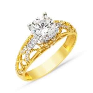 Özel Design Solitaire 14 Carats Or Bague